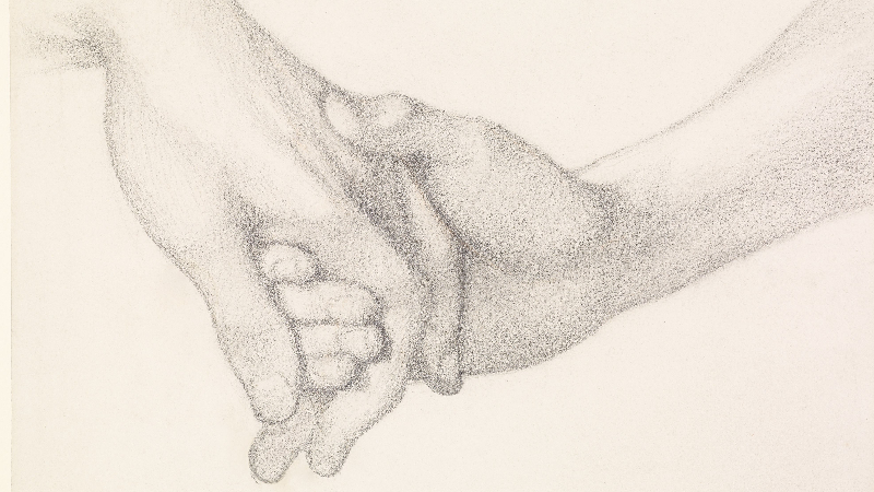 Dante's Dream at the Time of the Death of Beatrice - Study of Dante holding the Hand of Love